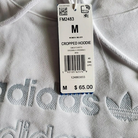adidas Originals cropped hoodie in white - Picture 2 of 10